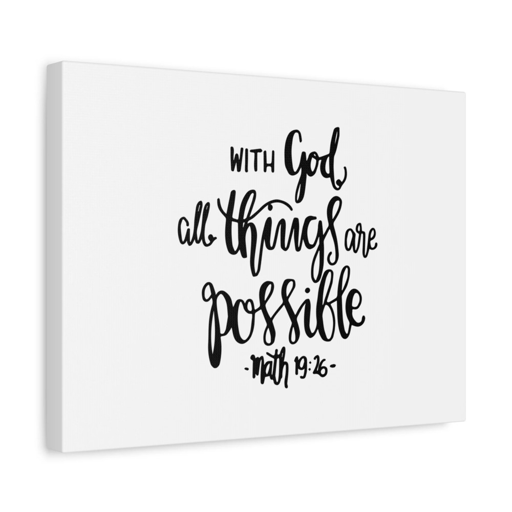 Scripture Canvas All Things Are Possible Math 19:26 Christian Wall Art Bible